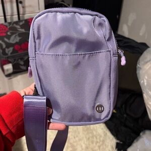 Lilac Crossbody Phone Bag with Metal Logo Accent